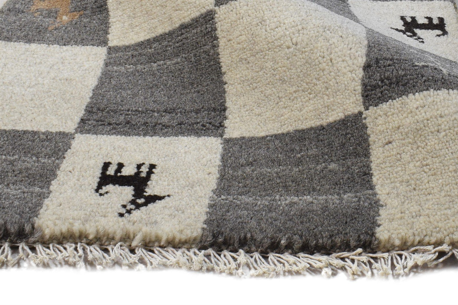 Marabel Wool Grey Rug 2' X 2' Southwestern Hand Knotted Gabbeh Tribal   7865101189269
