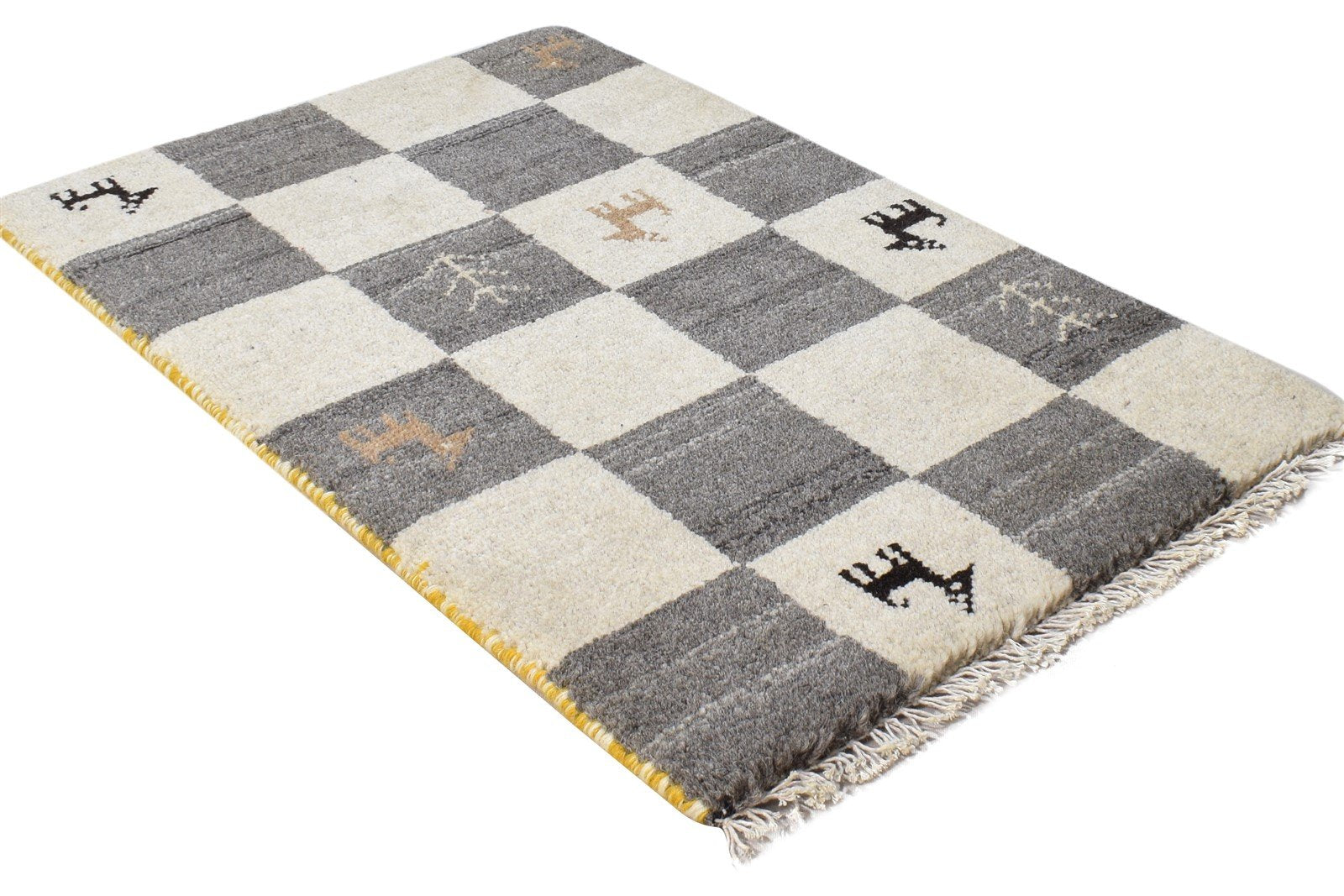 Marabel Wool Grey Rug 2' X 2' Southwestern Hand Knotted Gabbeh Tribal   7865101189269