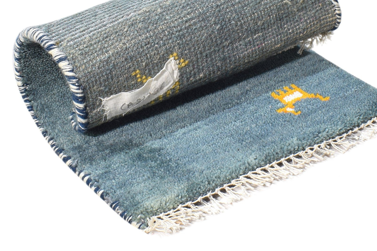 Margarete Wool Blue Rug 1' X 2' Southwestern Hand Knotted American Tribal   7865085493397