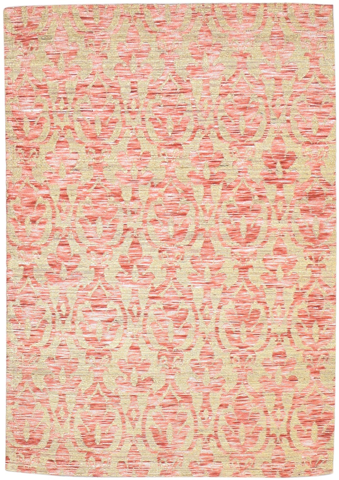 Jacquard Loom Pink Jute / Silk Rug 4X6 Modern French Damask Room Size