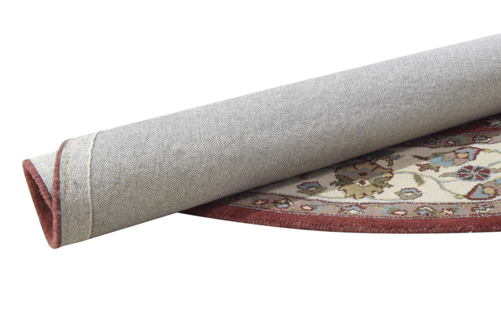 Marja Wool Red Rug 8' X 8' Persian Hand Tufted Kashan Oriental Round   7864860410005