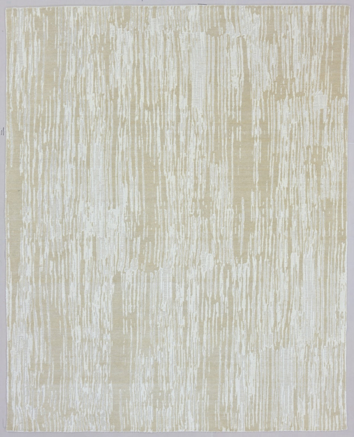 Meridian Drift Linear Cascade Abstract Hand Loom Knotted Rug – Handmade Sand & Ivory Rug   9176281743509