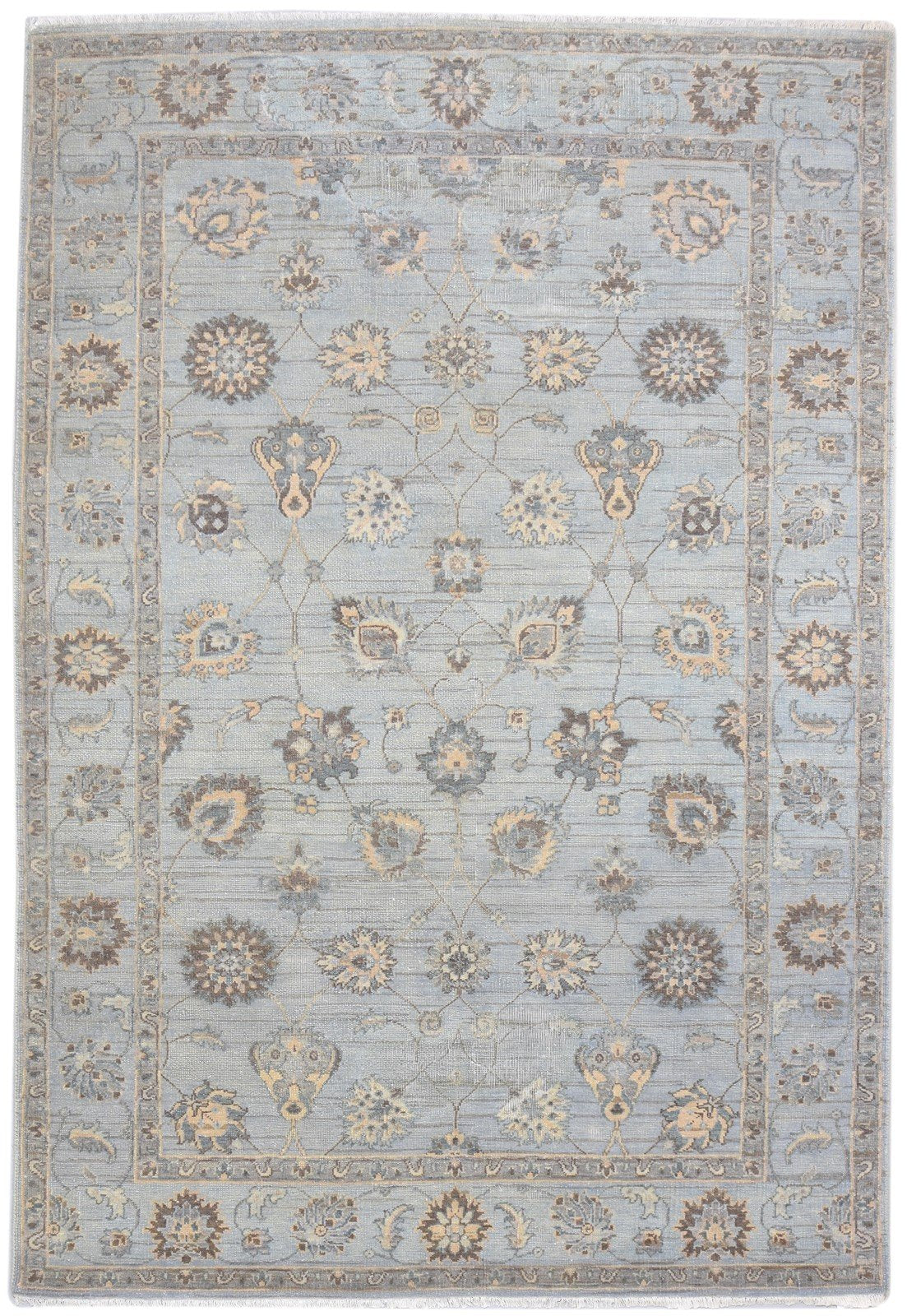 Merla Hand Knotted Blue Wool Rug Persian Oushak Oriental Large Carpet   7864107466901