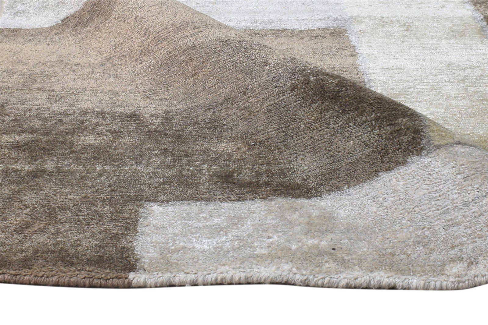 Merrie 6X9 Rug Silk Brown Modern Hand Knotted Scandinavian Geometric   7865067208853