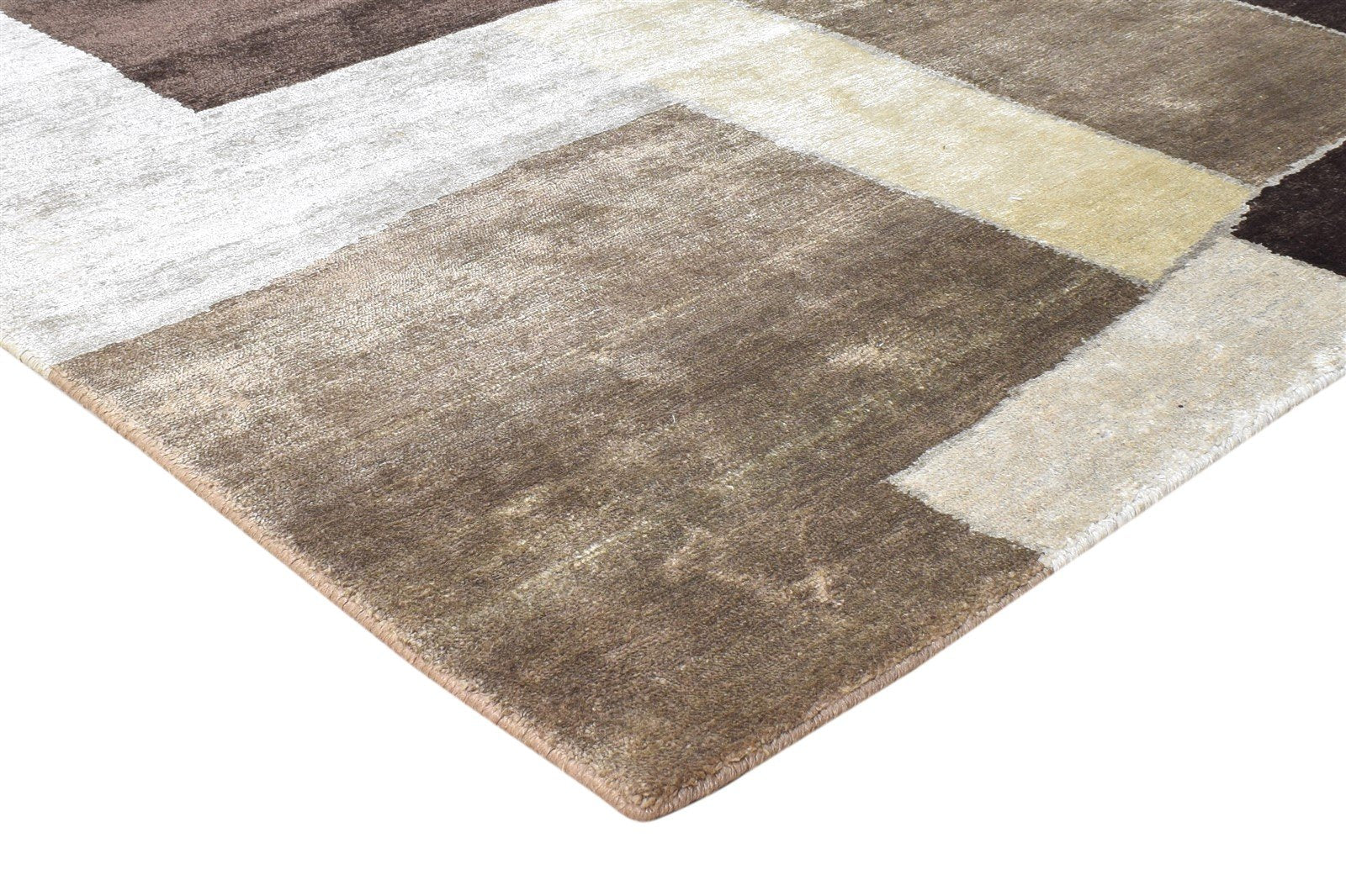 Merrie 6X9 Rug Silk Brown Modern Hand Knotted Scandinavian Geometric   7865067208853