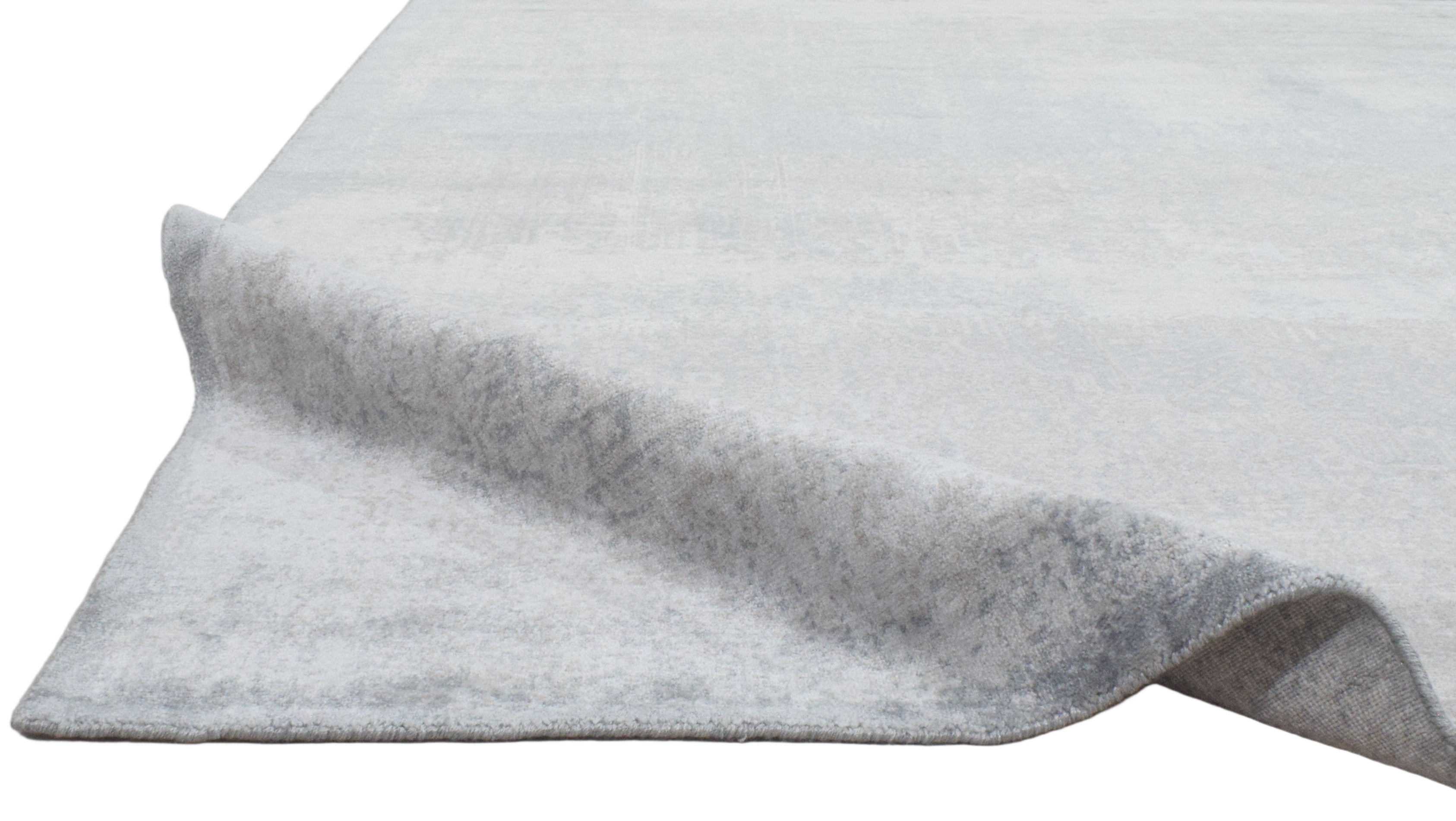 Merrin Handmade Abstract Loom Knotted Silk Like Wool Visose Blue Rug   8921093308565