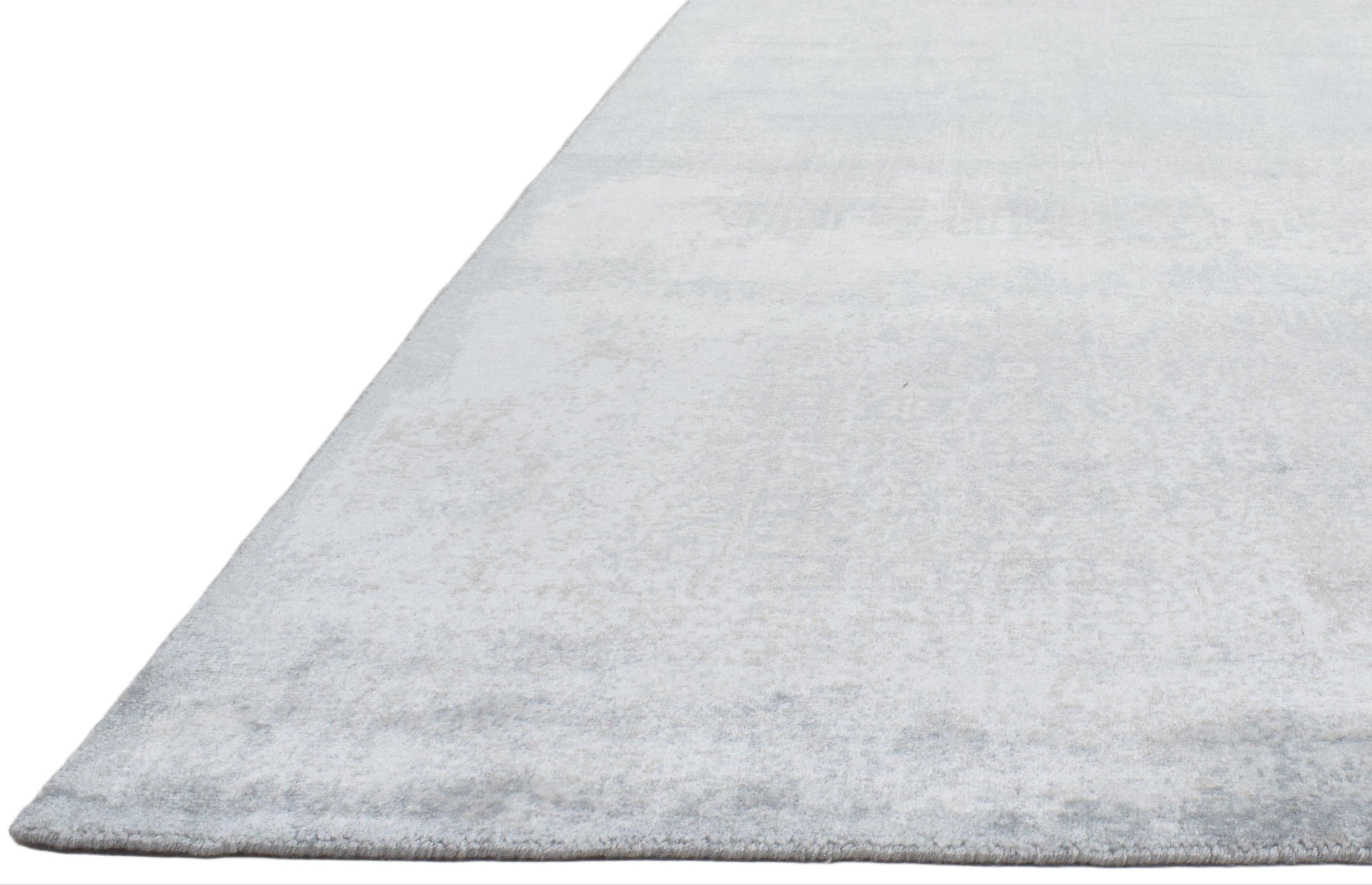 Merrin Handmade Abstract Loom Knotted Silk Like Wool Visose Blue Rug   8921093308565