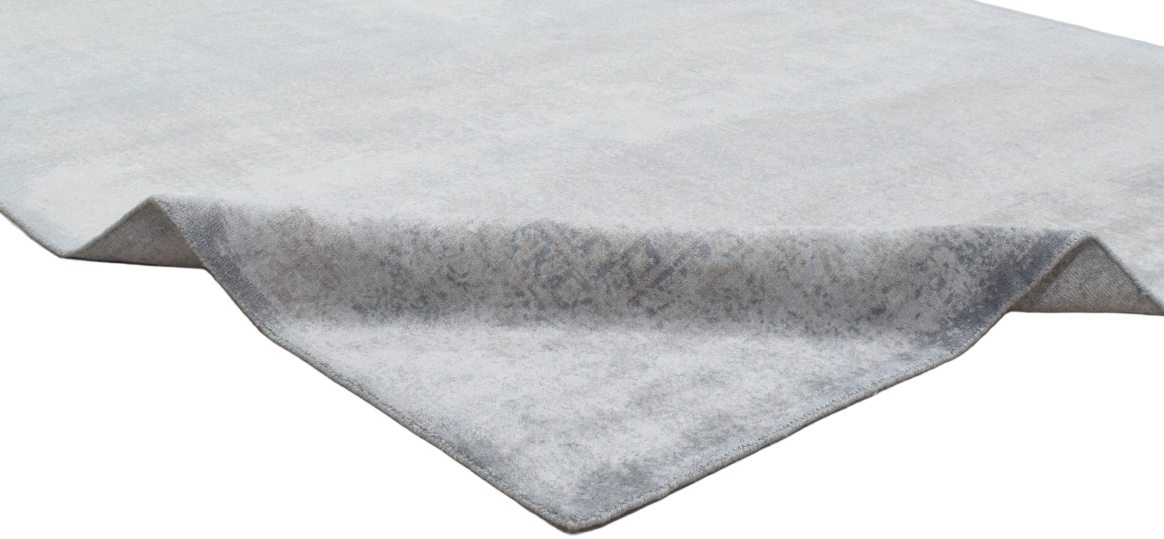 Merrin Handmade Abstract Loom Knotted Silk Like Wool Visose Blue Rug   8921093308565