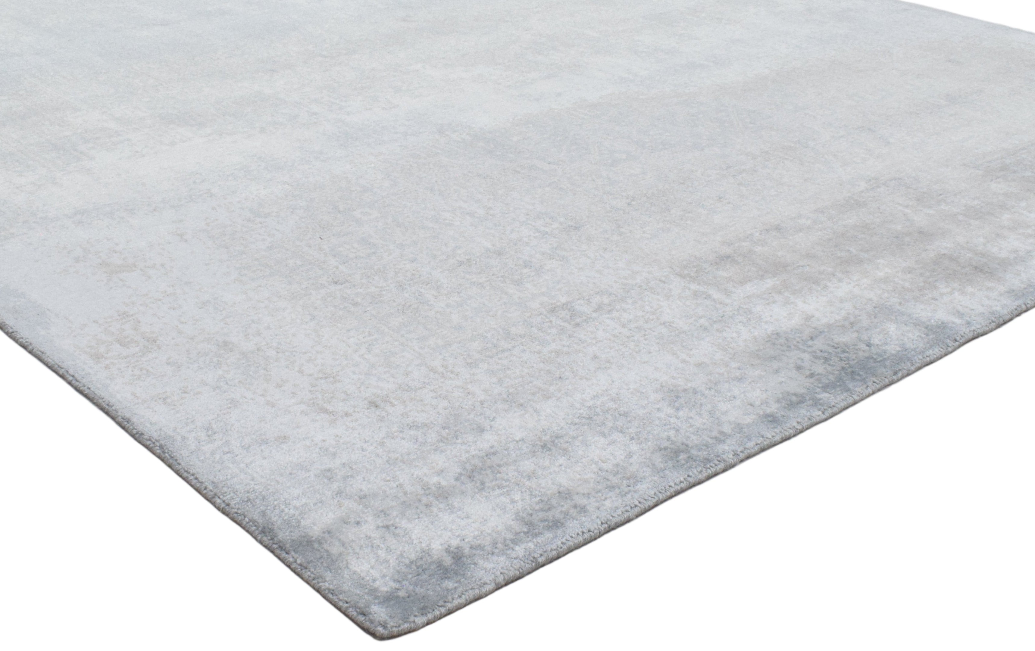 Merrin Handmade Abstract Loom Knotted Silk Like Wool Visose Blue Rug   8921093308565