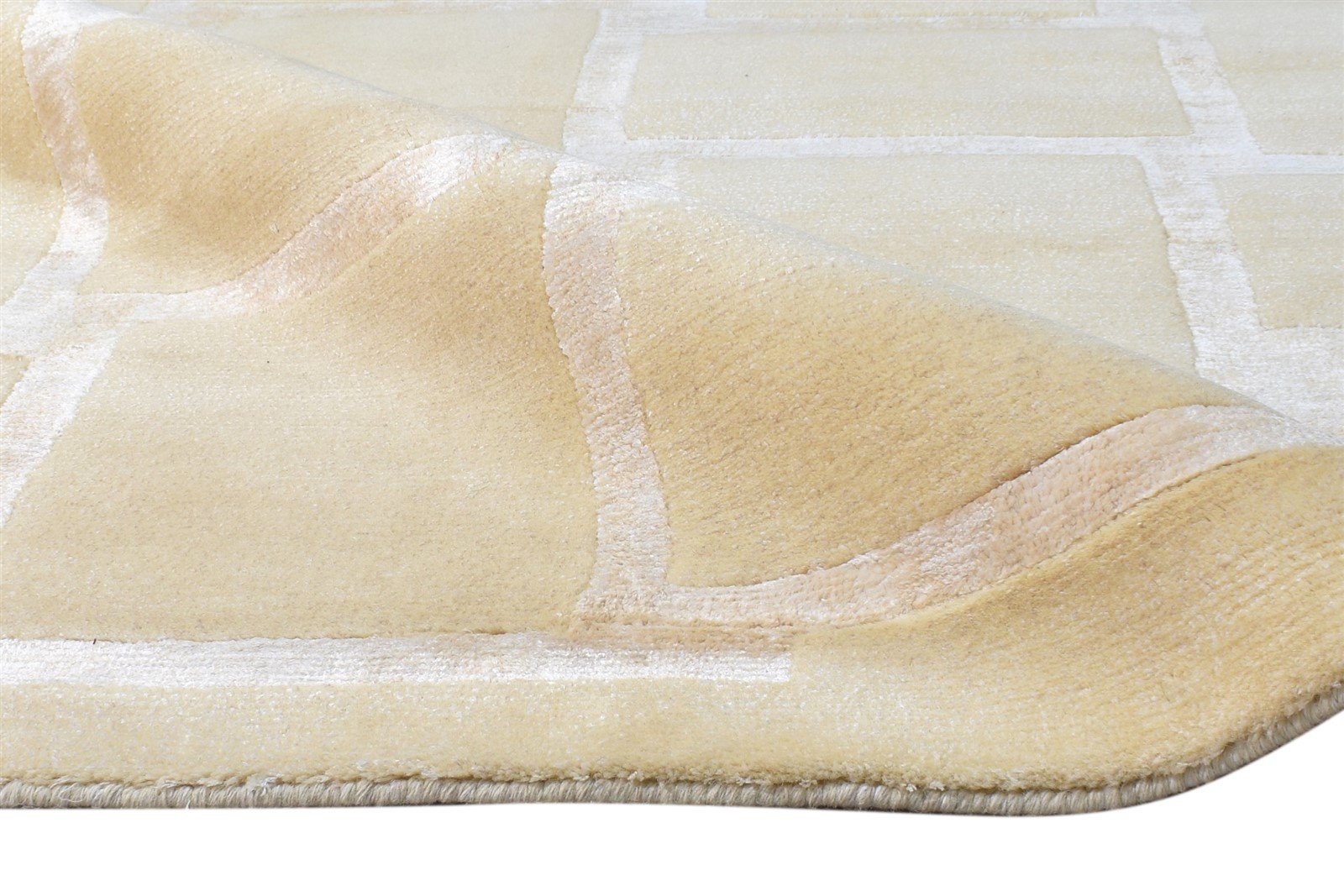 Micky Wool / Silk Beige Rug 6X9 Modern Hand Knotted Scandinavian Geometric   7865095422101
