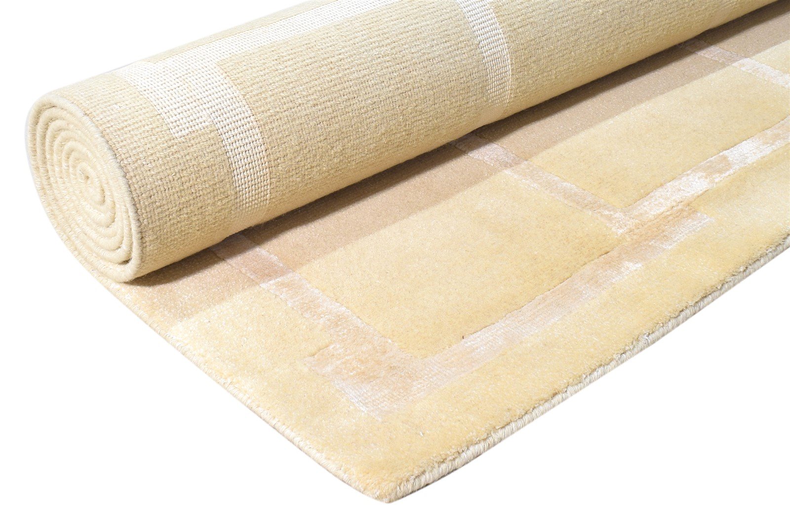 Micky Wool / Silk Beige Rug 6X9 Modern Hand Knotted Scandinavian Geometric   7865095422101