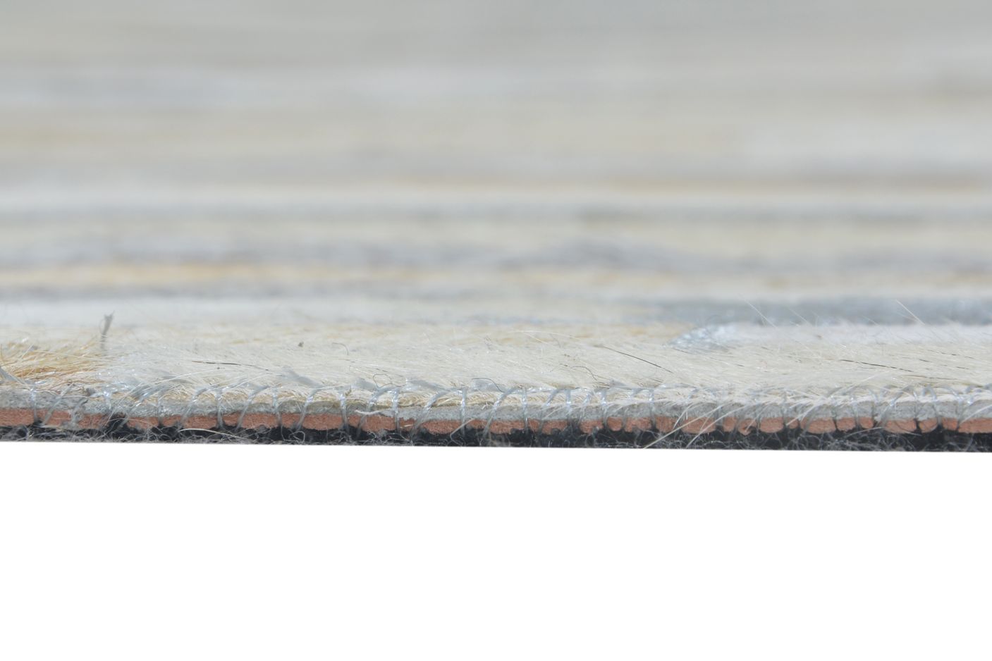 Mirabella Beige Leather Rug 5X8 Modern Hand Woven Scandinavian Abstract   7865128648853