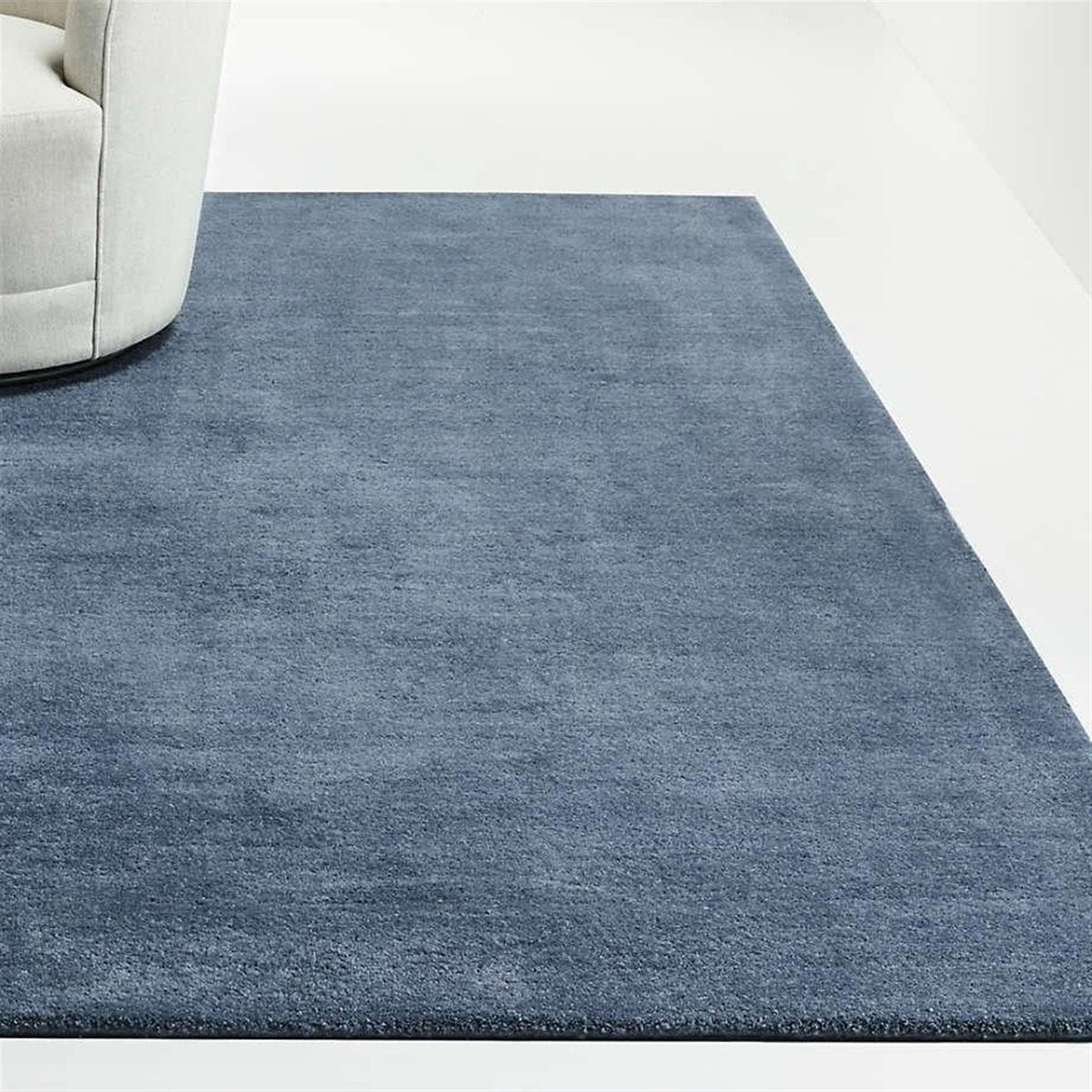 Modern Blue Area Rug Solid Color Plain Wool Rug