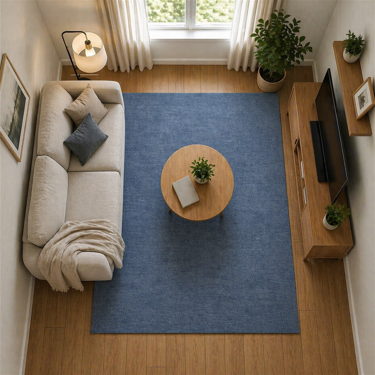 Modern Blue Area Rug Solid Color Plain Wool Rug   8488894595221