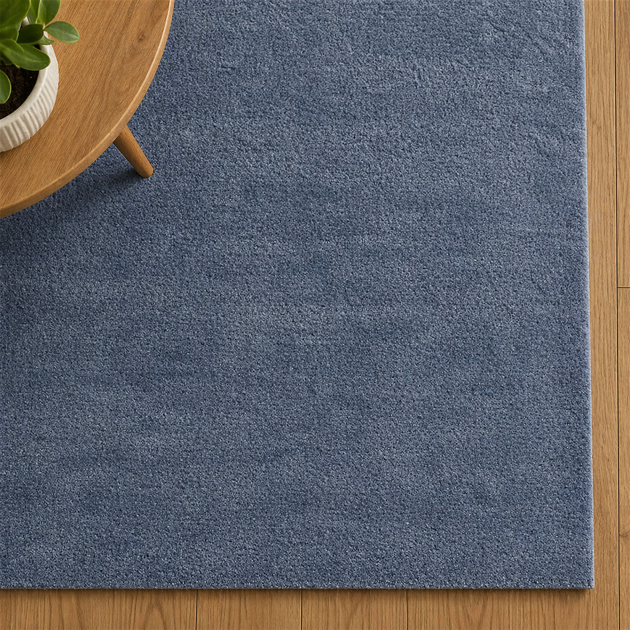 Modern Blue Area Rug Solid Color Plain Wool Rug   8488894595221