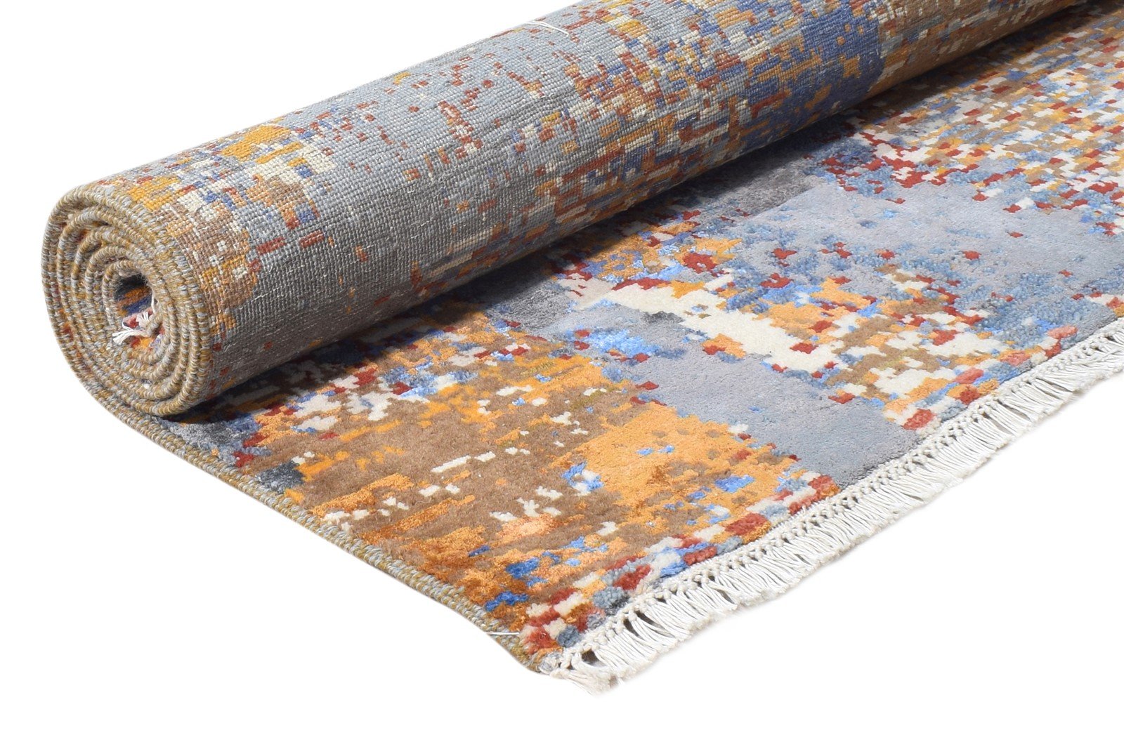 Monica Brown Wool / Silk Rug 4X6 Modern Hand Knotted American Abstract   7865148244117