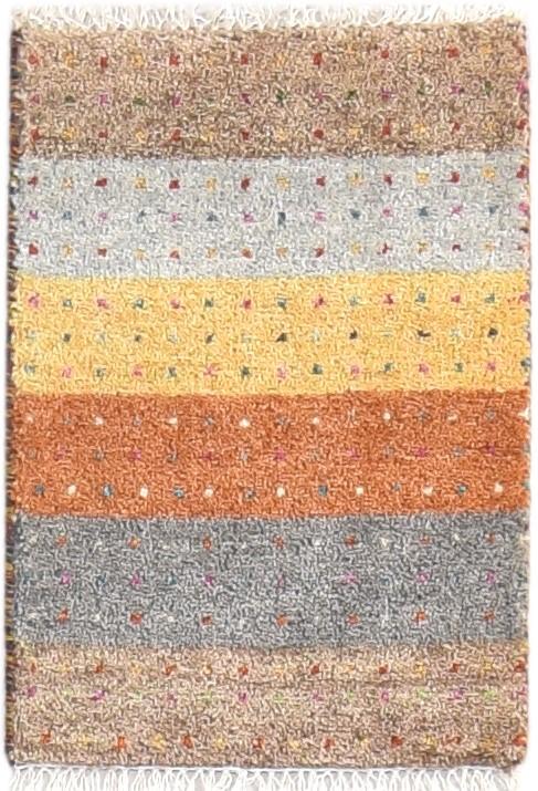 Multi Color Wool Rug 1X2 Southwestern Hand Knotted Gabbeh Striped Small Carpet   7865060786325