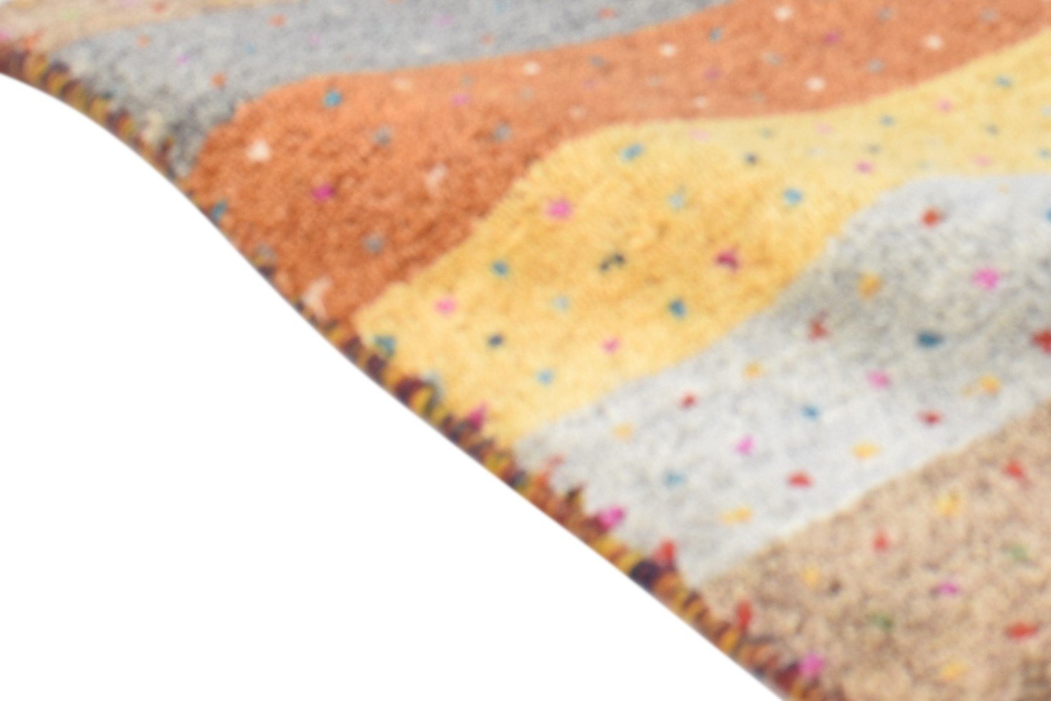 Multi Color Wool Rug 1X2 Southwestern Hand Knotted Gabbeh Striped Small Carpet   7865060786325