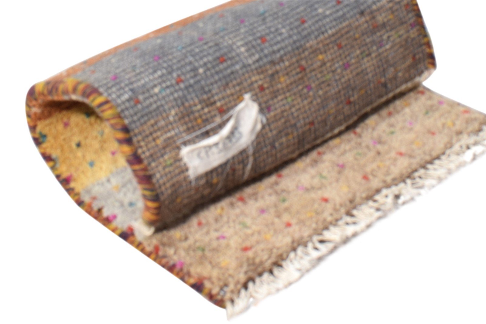 Multi Color Wool Rug 1X2 Southwestern Hand Knotted Gabbeh Striped Small Carpet   7865060786325
