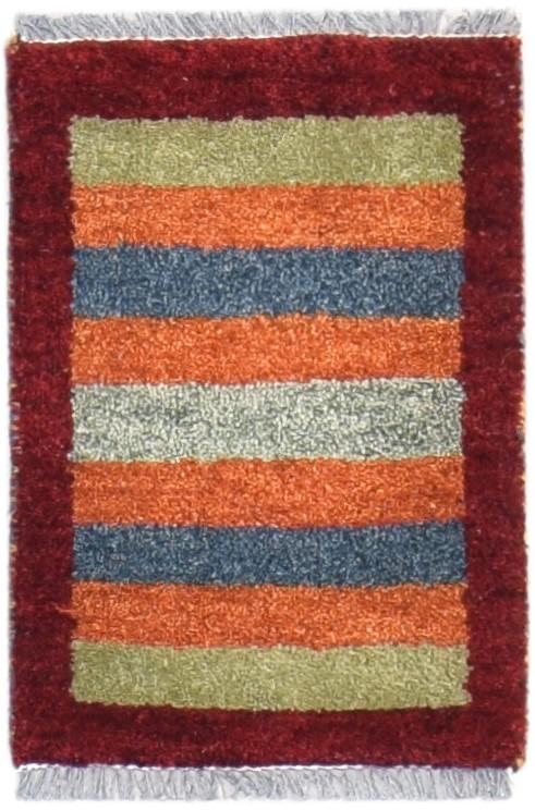 Multi Color Wool Rug 1X2 Southwestern Hand Knotted Gabbeh Striped Small Carpet   7865100075157