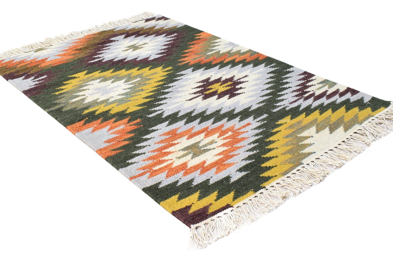Reggi Multi Color Wool Rug 2' X 3' Modern Dhurrie Bohemian Southwestern   7865082052757