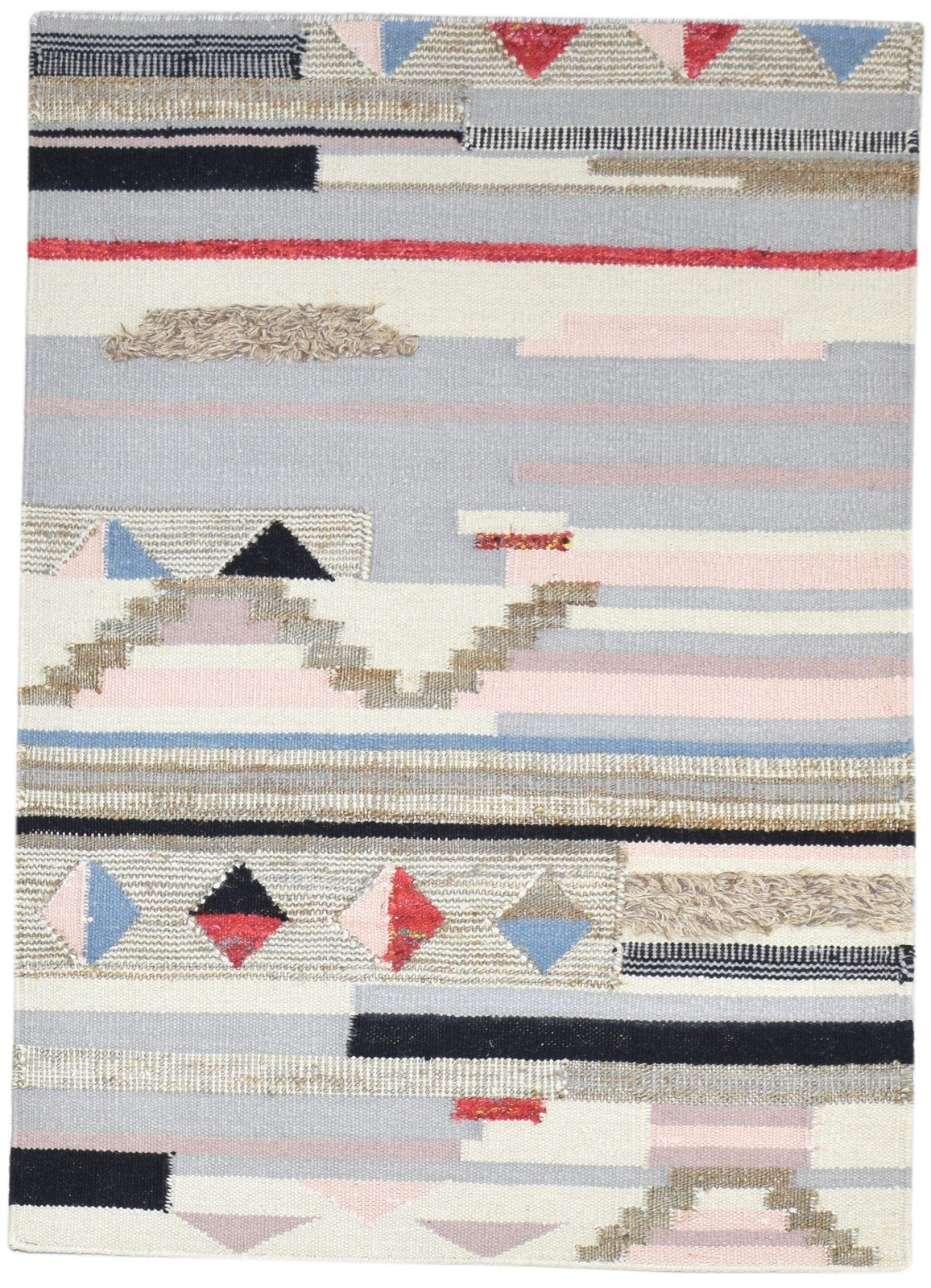 Multi Color Wool Rug 4' X 6' Modern Dhurrie Moroccan Geometric Room Size Carpet   7864150589589