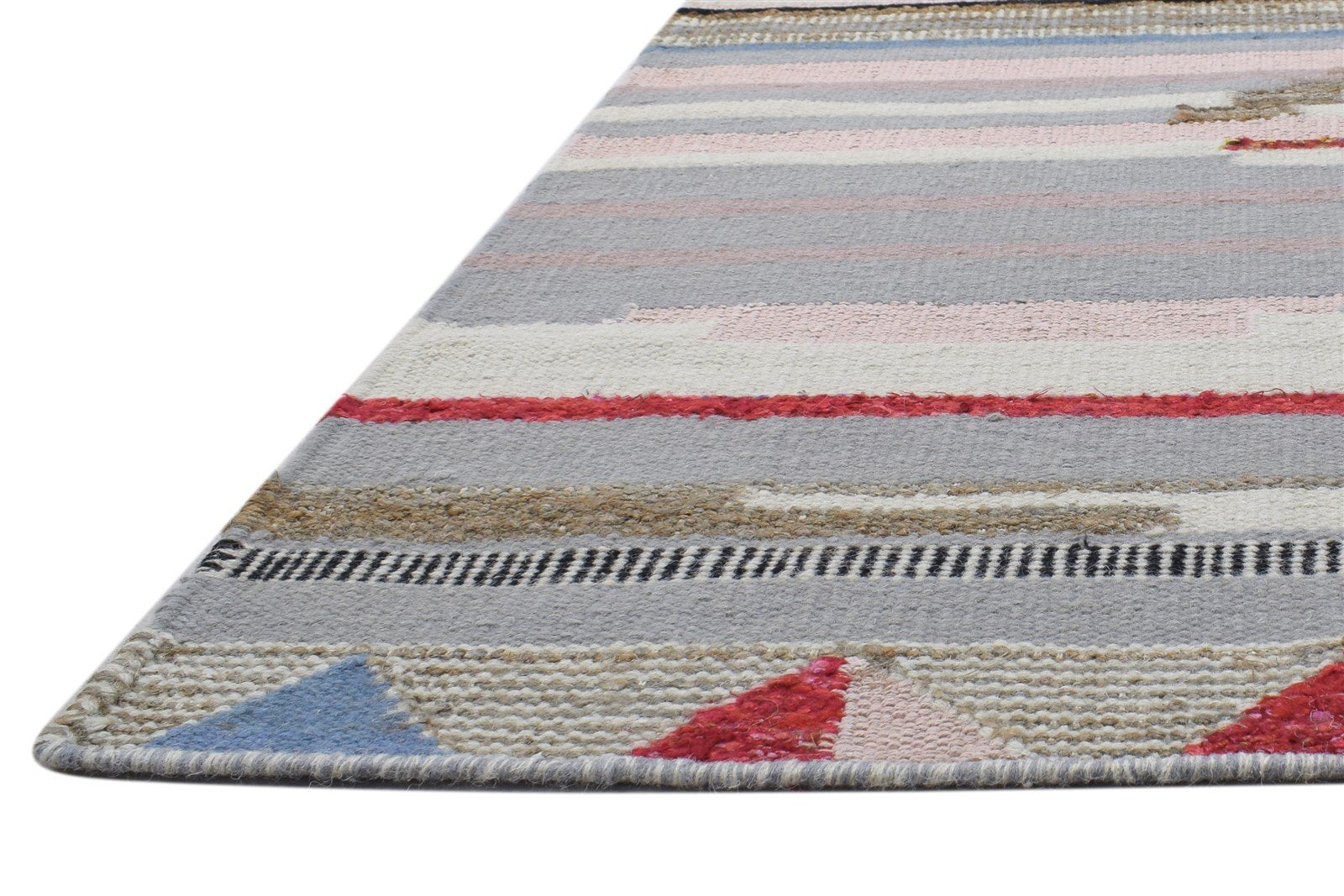 Multi Color Wool Rug 4' X 6' Modern Dhurrie Moroccan Geometric Room Size Carpet   7864150589589