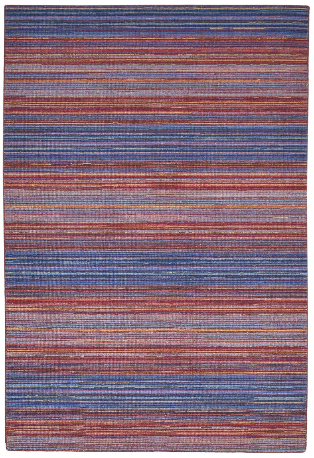 Multi Color Wool Rug 4X6 Modern Handloom Scandinavian Striped Room Size Carpet   7864153440405