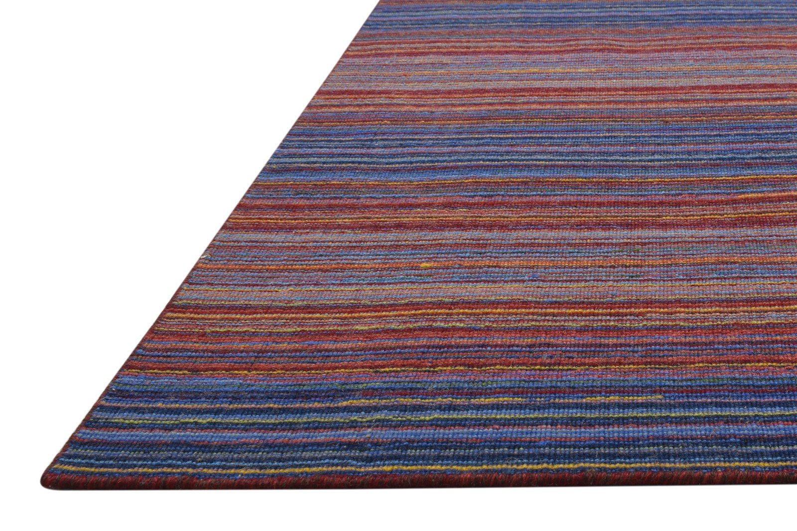 Multi Color Wool Rug 4X6 Modern Handloom Scandinavian Striped Room Size Carpet   7864153440405