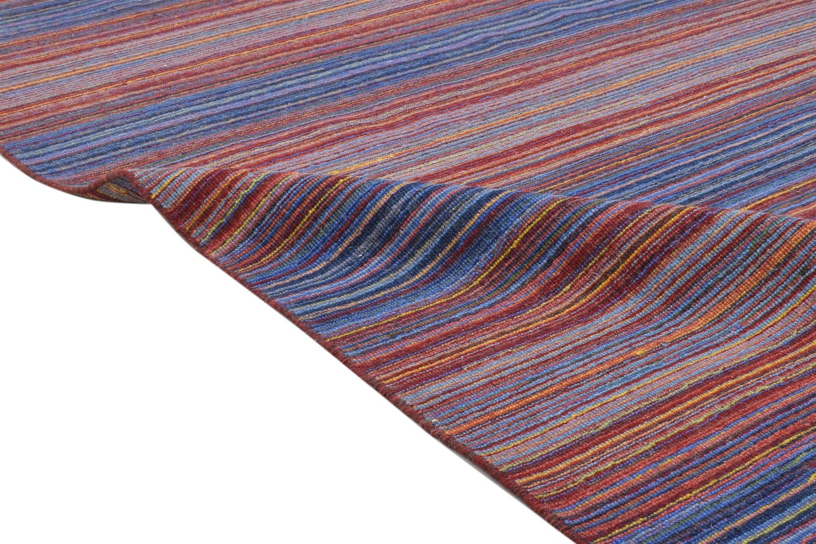 Christan Multi Color Wool Rug 4X6 Modern Handloom Scandinavian Striped   7864153440405