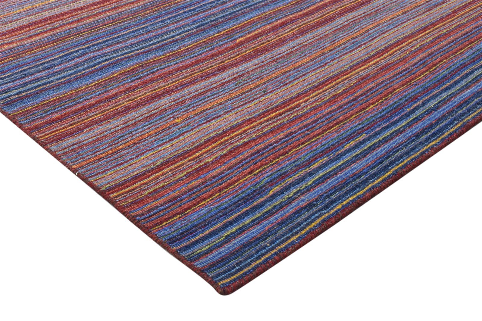 Christan Multi Color Wool Rug 4X6 Modern Handloom Scandinavian Striped   7864153440405