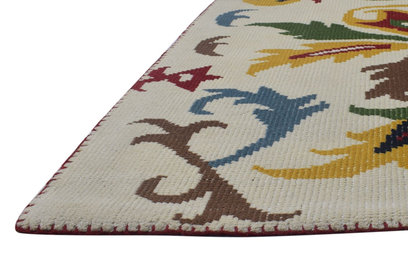 Anet Multi Color Wool Rug 5' X 6' Modern Hand Knotted French Floral   7864874139797