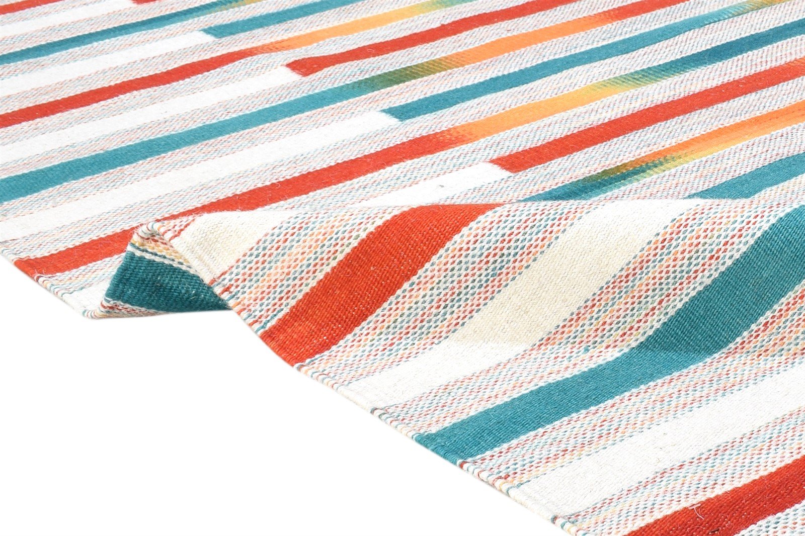 Laural Multi Color Wool Rug 5' X 8' Modern Dhurrie Bohemian Striped   7865004720277