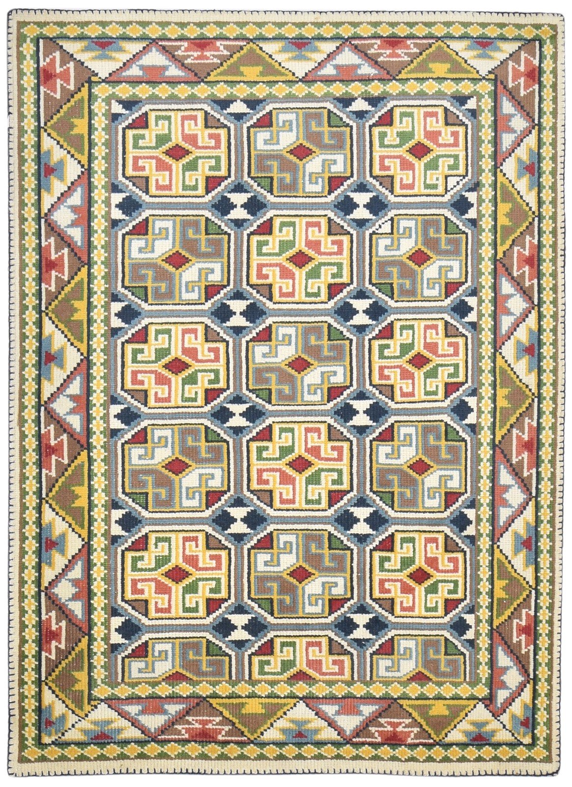 Multi Color Wool Rug 5X6 Persian Hand Knotted Southwestern Tribal Room Size   7864868438165