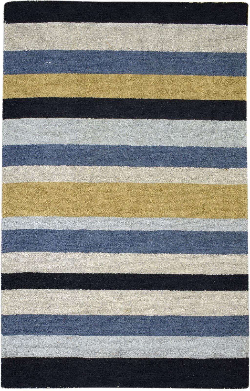 Multi Color Wool Rug 5X8 Modern Hand Tufted Scandinavian Striped Room Size   7860705886357