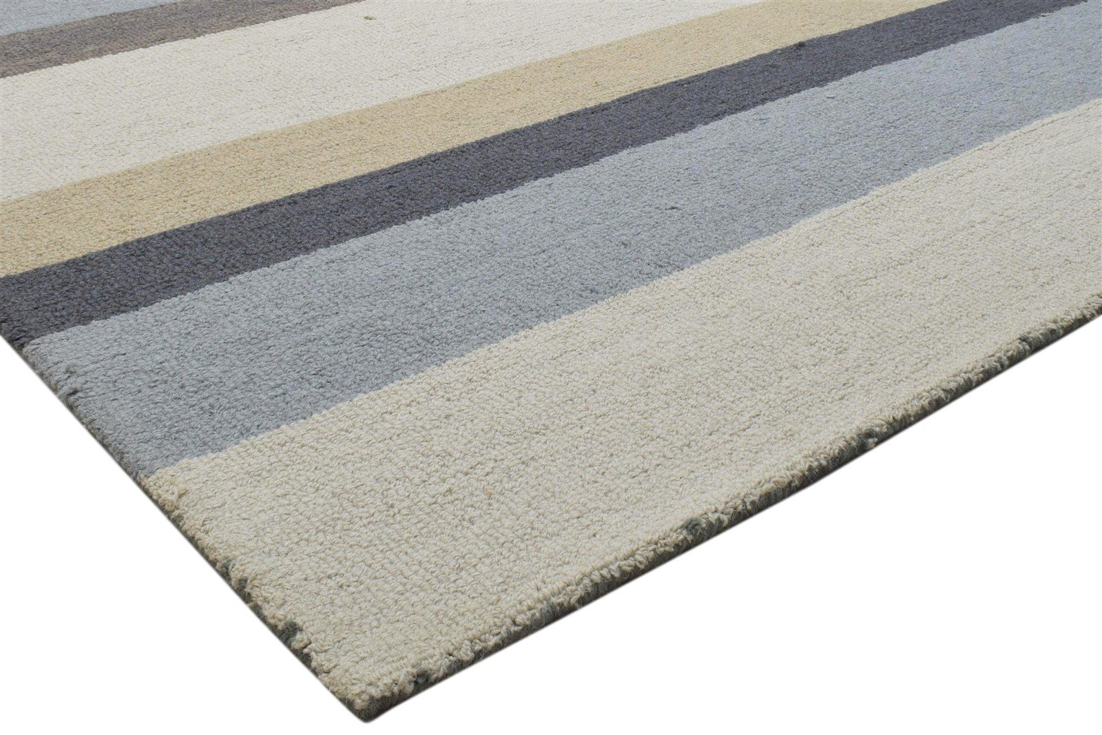 Nert Multi Color Wool Rug 5X8 Modern Hand Tufted Scandinavian Striped   7860707066005