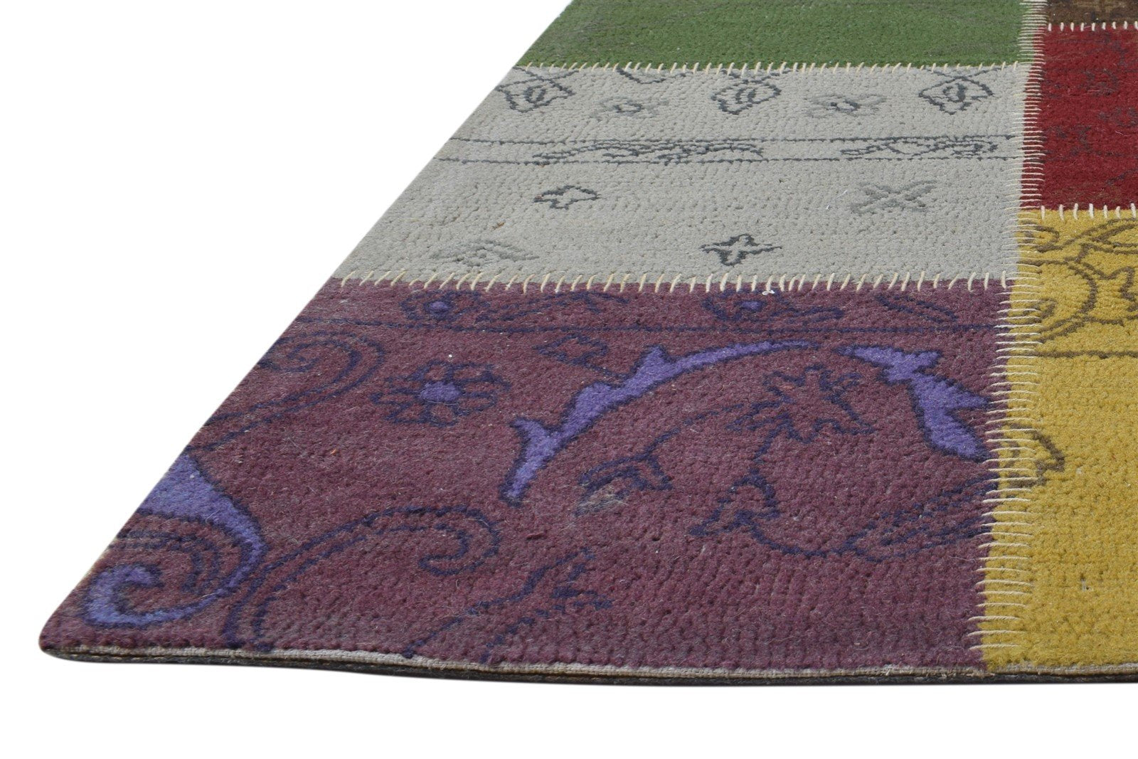 Multi Color Wool Rug 6X8 Modern Hand Tufted Oriental Patchwork Room Size Carpet   7865075040405