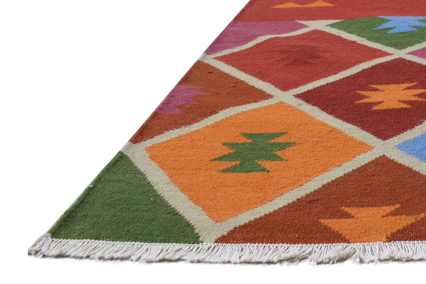 Multi Color Wool Rug 6X8 Southwestern Dhurrie American Tribal Room Size Carpet   7865024643221