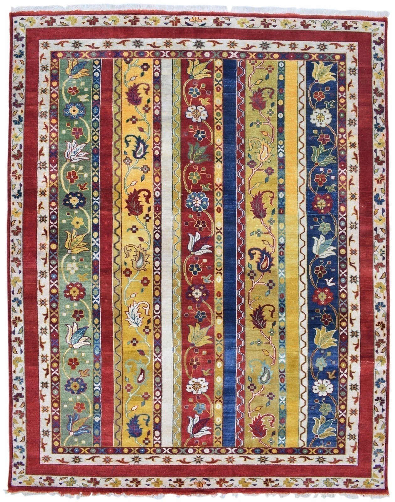 Multi Color Wool Rug 8' X 10' Persian Hand Knotted Turkish Striped Large Carpet   7860675969173