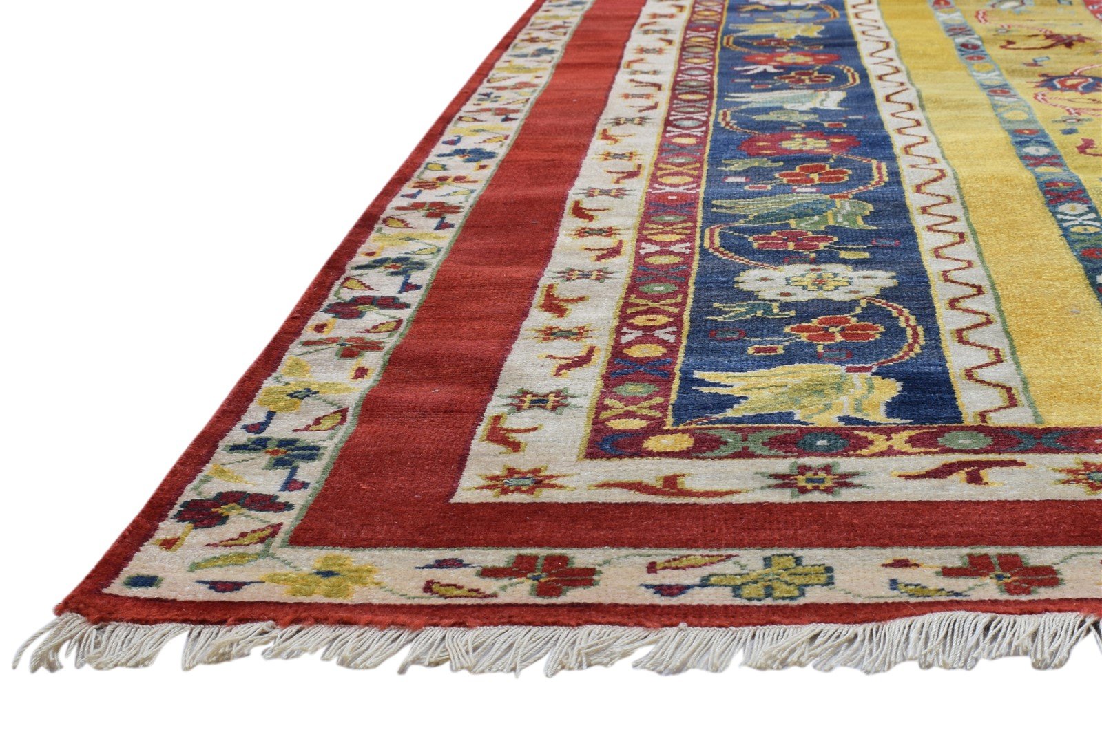 Multi Color Wool Rug 8' X 10' Persian Hand Knotted Turkish Striped Large Carpet   7860675969173