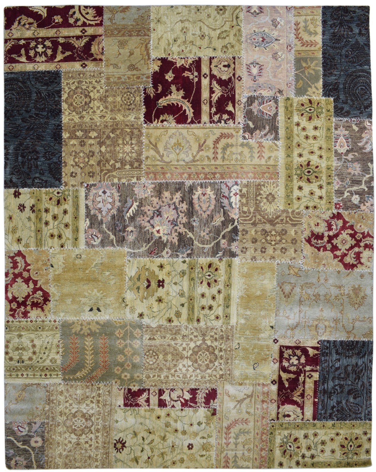Multi Color Wool Rug 8X10 Persian Hand Knotted Oriental Patchwork Large Carpet   7860695302293
