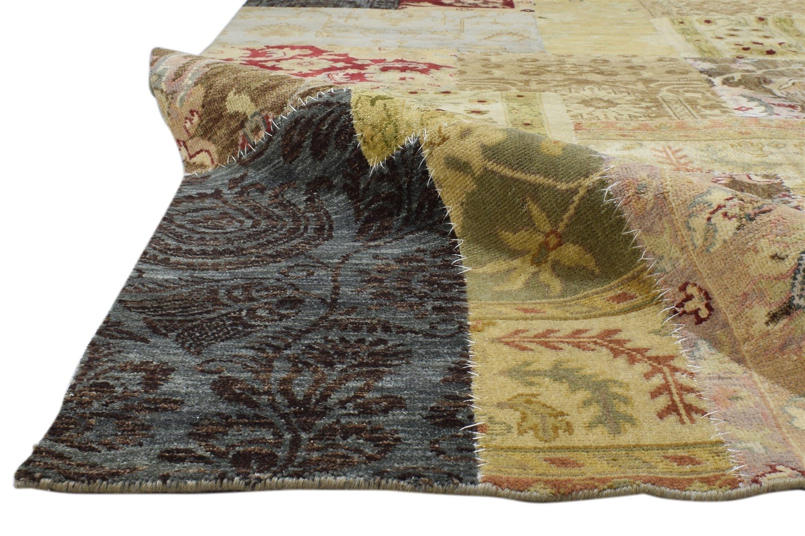 Multi Color Wool Rug 8X10 Persian Hand Knotted Oriental Patchwork Large Carpet   7860695302293