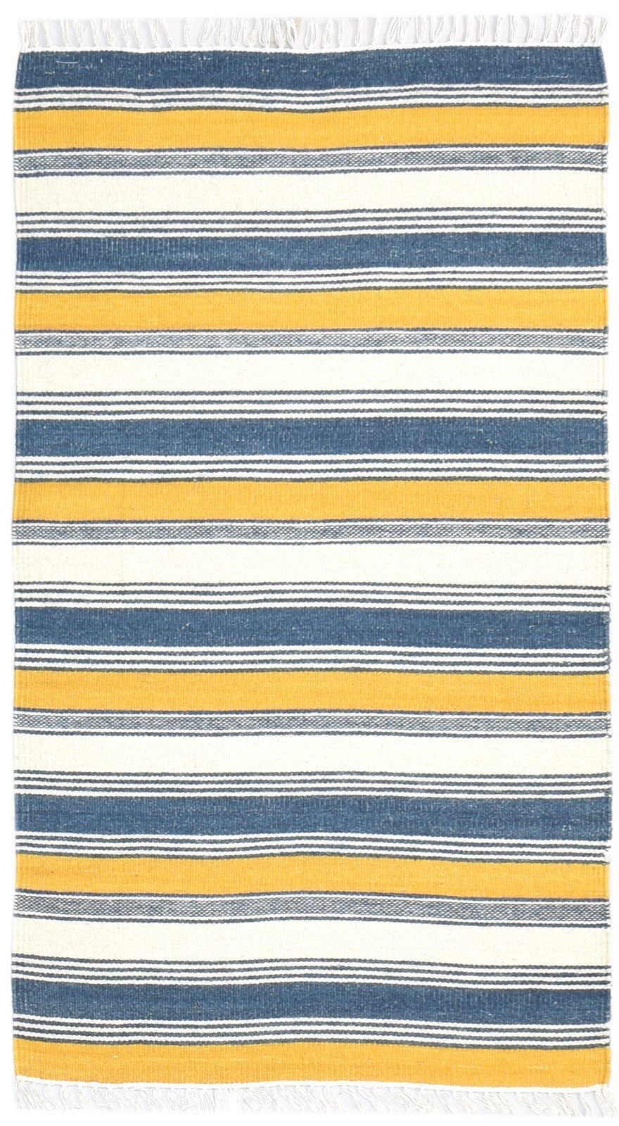 Multi Wool Rug 3' X 5' Modern Dhurrie French Striped Small Carpet   7864985485461