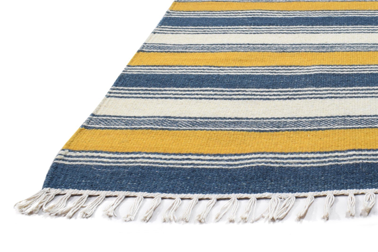 Multi Wool Rug 3' X 5' Modern Dhurrie French Striped Small Carpet   7864985485461