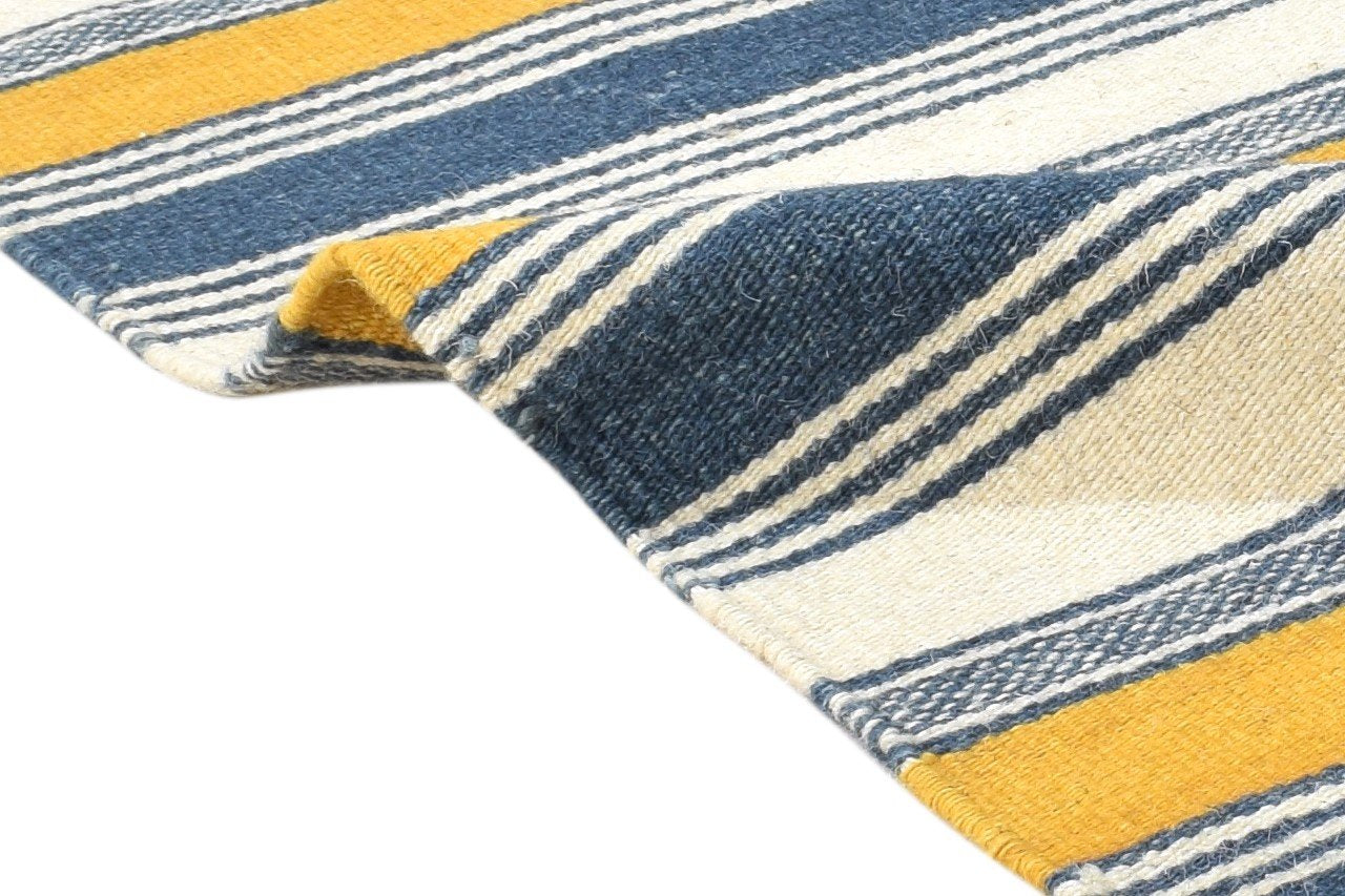 Dollie Multi Wool Rug 3' X 5' Modern Dhurrie French Striped   7864985485461
