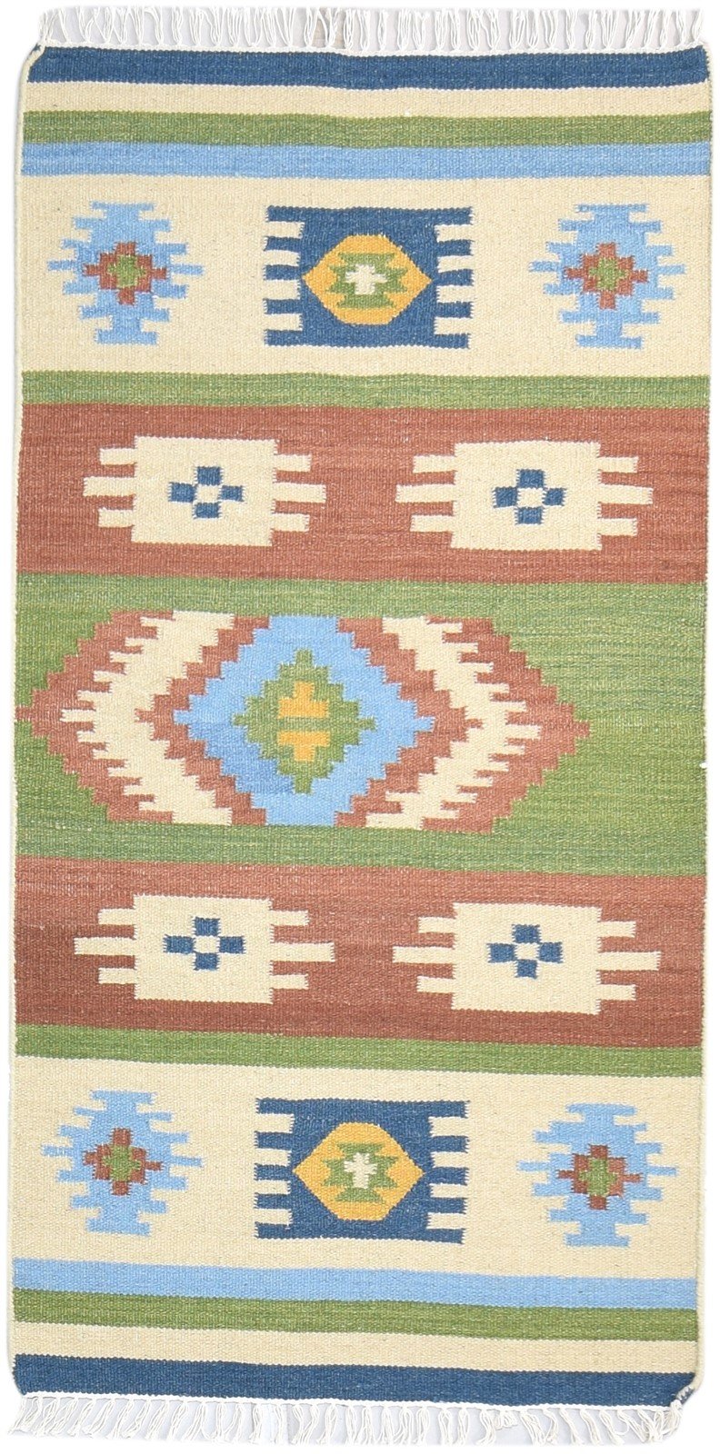 Jaquith Multi Wool Rug 3' X 6' Persian Dhurrie Southwestern Oriental   7864987189397