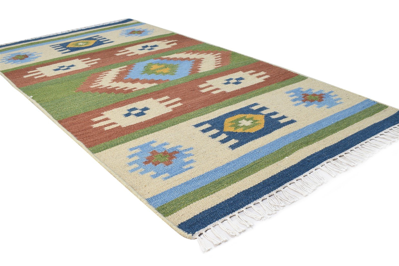 Jaquith Multi Wool Rug 3' X 6' Persian Dhurrie Southwestern Oriental   7864987189397
