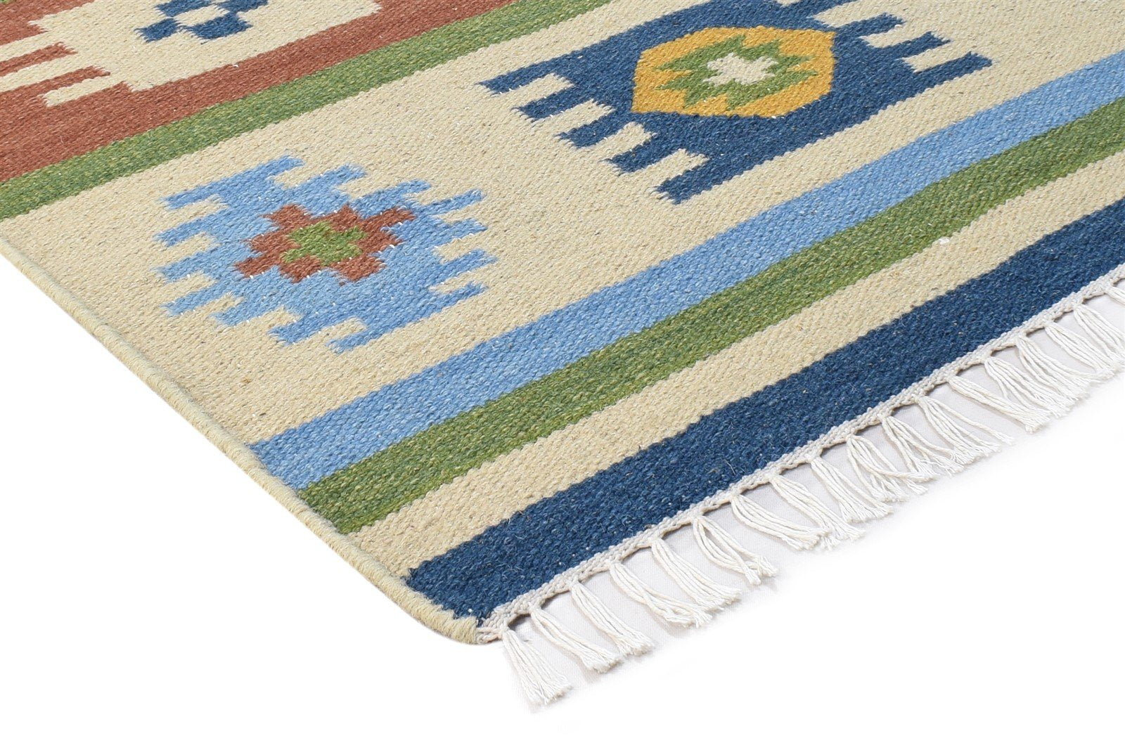 Jaquith Multi Wool Rug 3' X 6' Persian Dhurrie Southwestern Oriental   7864987189397