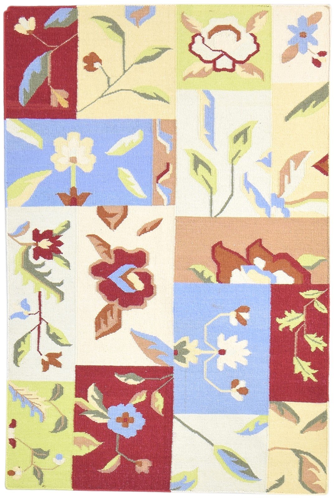 Multi Wool Rug 4' X 6' Modern Dhurrie French Floral Room Size Carpet   7864991482005