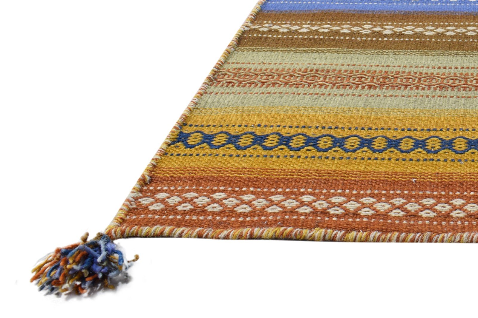 Multi Wool Rug 4' X 6' Modern Dhurrie Scandinavian Striped Room Size Carpet   7864992956565